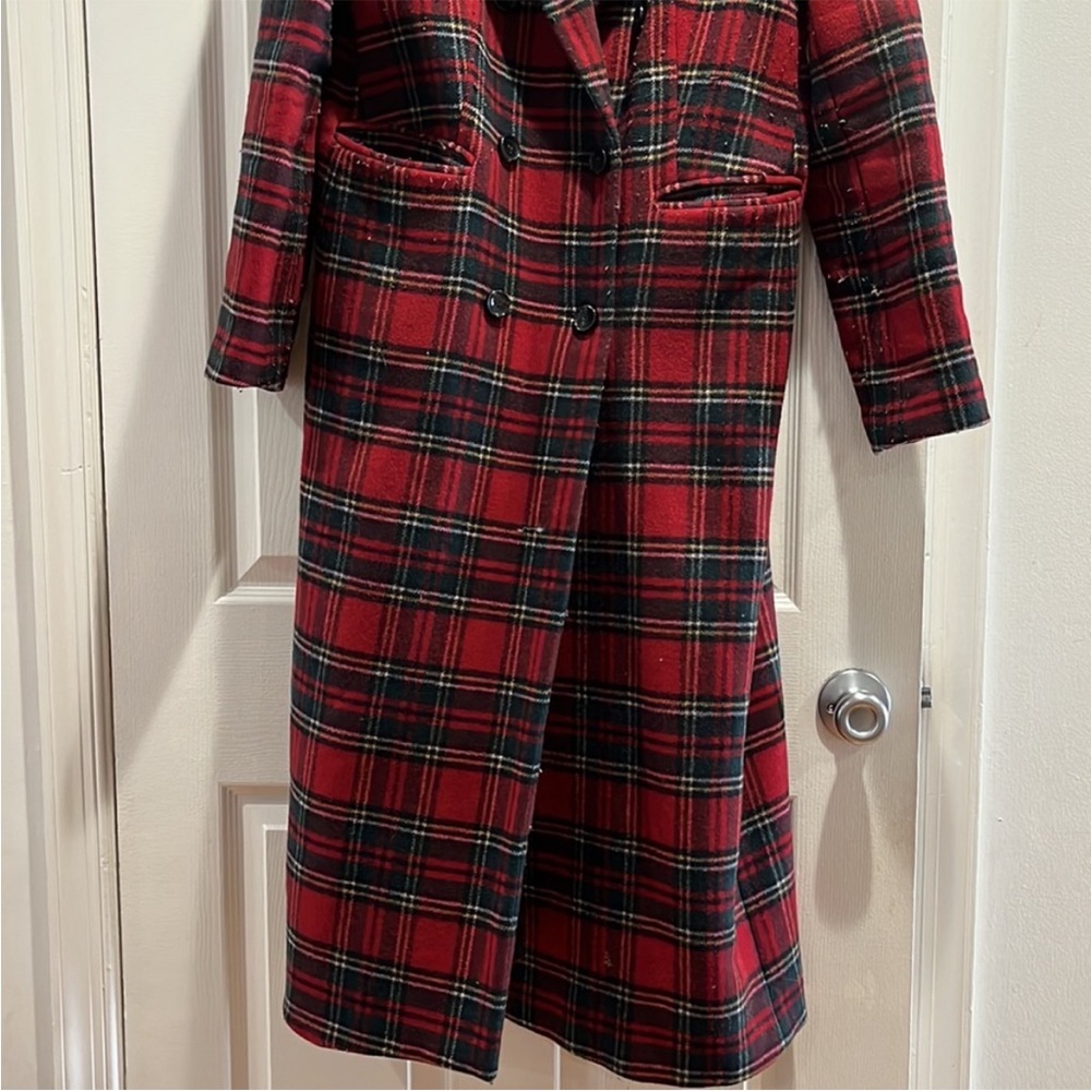 Beautiful 70% wool Reformation Middlebury long plaid coat, size Large - Picture 5 of 11